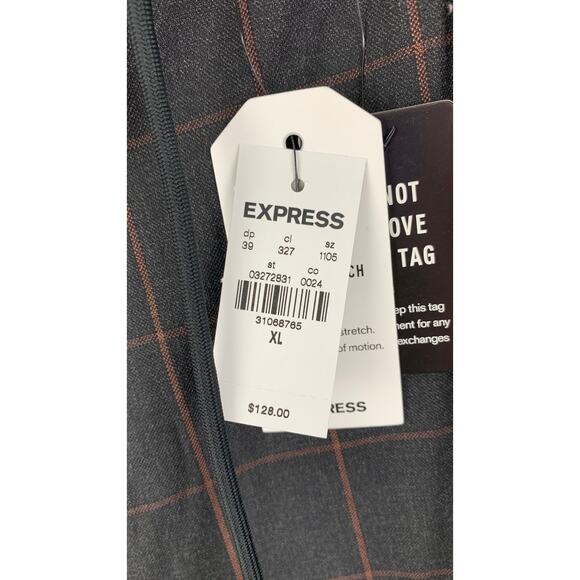 Express Mens Extra Slim Brown Plaid Luxe Comfort Soft Drawstring Dress Pant XL - Picture 4 of 9